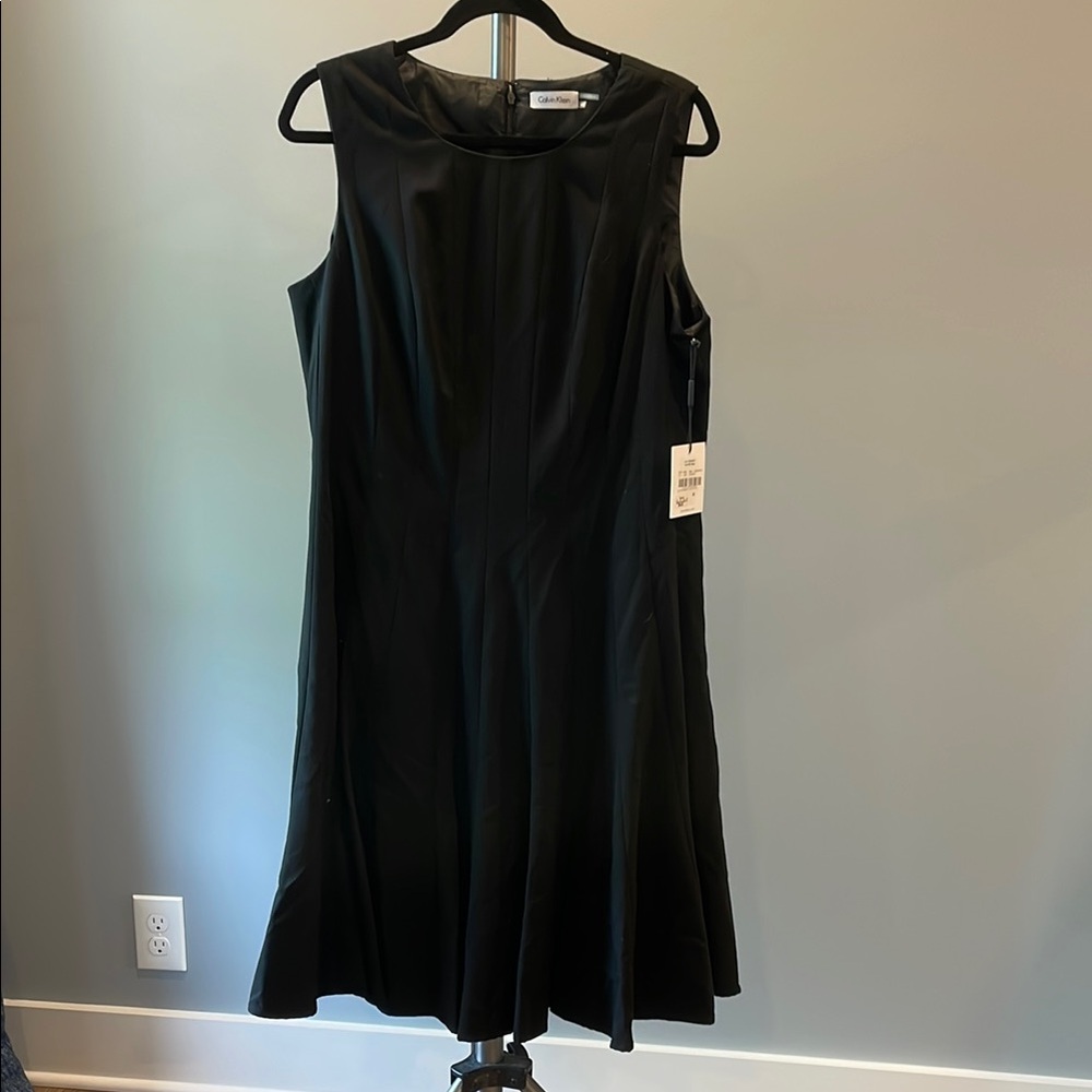 Calvin Klein Black Sleeveless Cowl Neck Midi Dress
